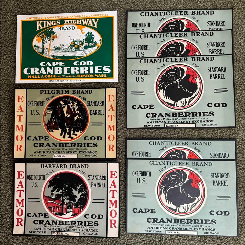 Vintage Cranberry Labels cape cod  (lot 8) 4 designs
